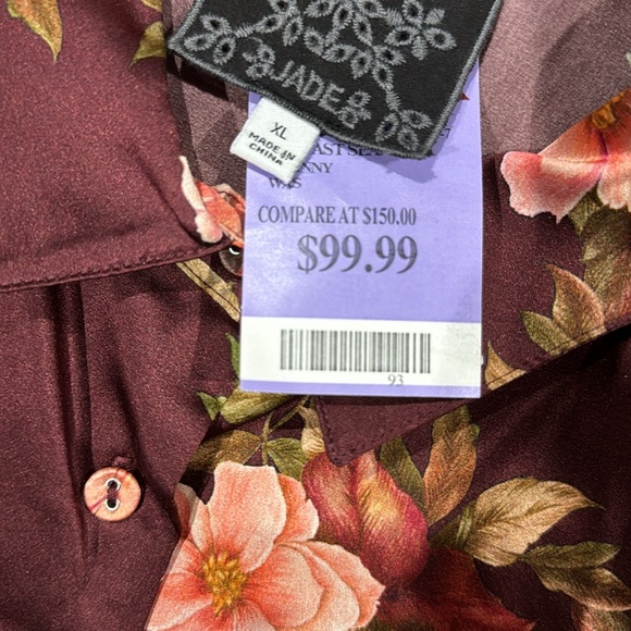 Jonny was Long sleeve shirt colored with  flowers size xl new 100 silk - Picture 8 of 8